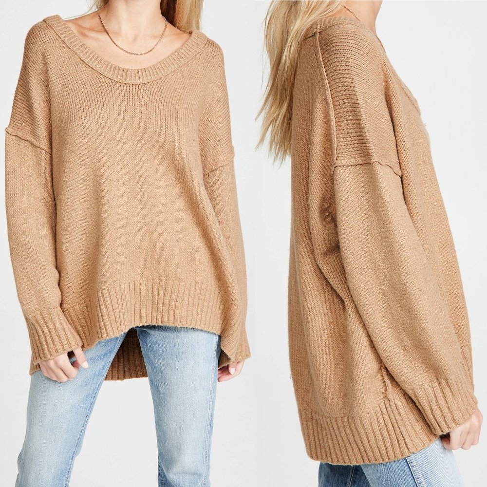 NEW Free People Brookside Tunic Sweater Camel $128 - Picture 9 of 10